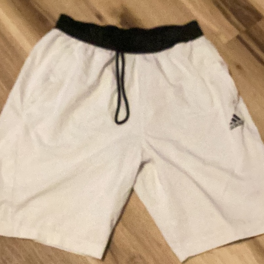 Adidas Men's White and Black Athletic Shorts